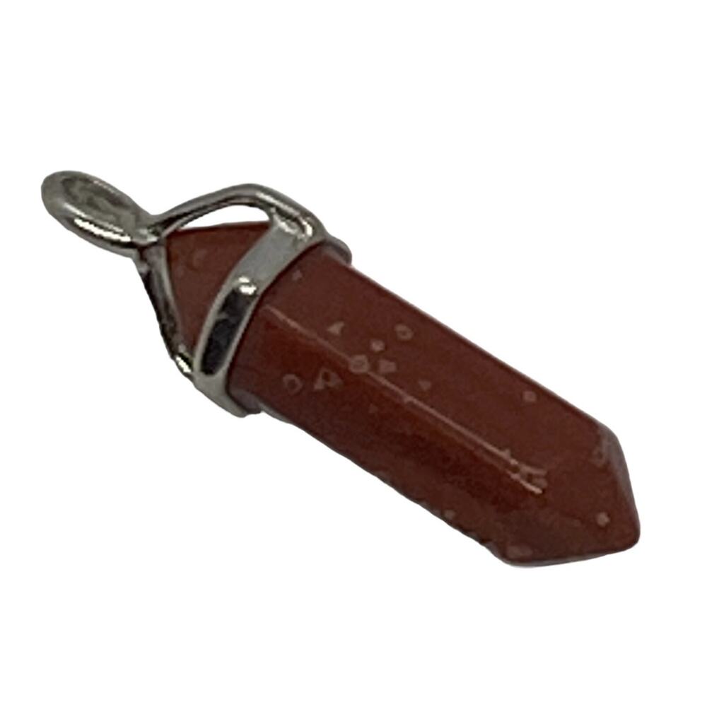 Crystal Quartz Gold Sand Pendant 1.75” Double Terminated Hexagonal Point Silver - Picture 6 of 16